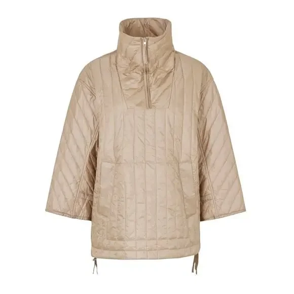 Second Female Quilly Anorak Quilted Jacket Silver Mink Funnel Neck S Minimalist - Picture 4 of 13